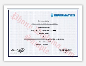 Informatics Institute - Fake Diploma Sample from Malaysia